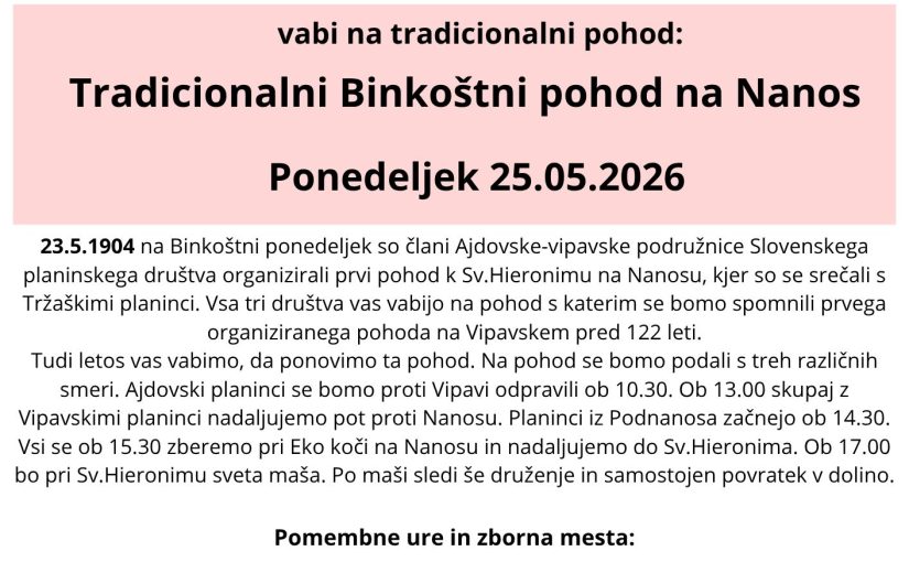 Tradicionalni binkoštni pohod na Nanos